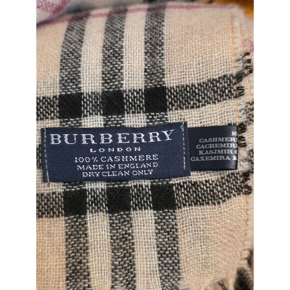 Burberry London 100% Cashmere Scarf Archive Beige Heritage Check Made in England - Picture 8 of 9